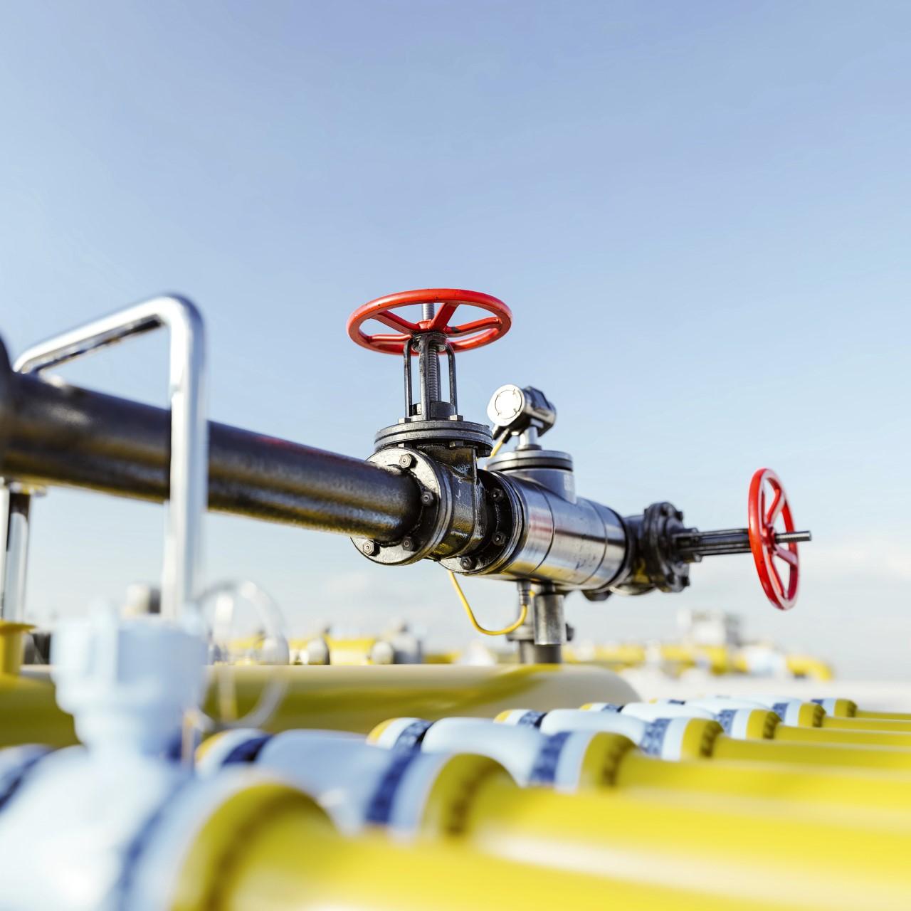 Eine Gasleitung mit Hähnen